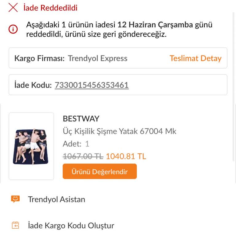 Bestway İade Almıyor Değişim İstiyorum
