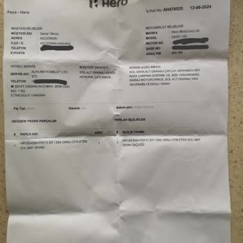 Hero Motosiklet Hero Dash 125 Motorumda Yaşadığım Sorun Ve Çözüm Beklentim