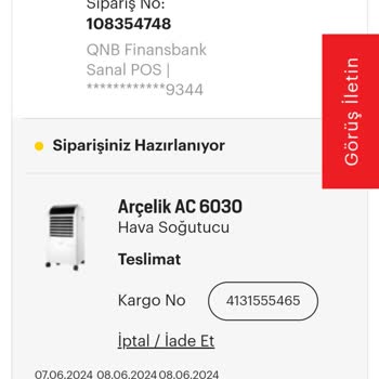 Arçelik Ürünümü Teslim Etmiyor
