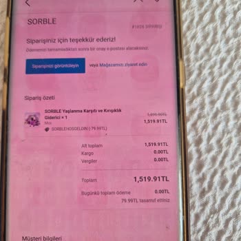 Sorble Cihaz Ürün Teslimi Yok