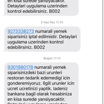Trendyol Yemek Siparişi İptal Edilen Ürünün Ücreti Yatırılmaması