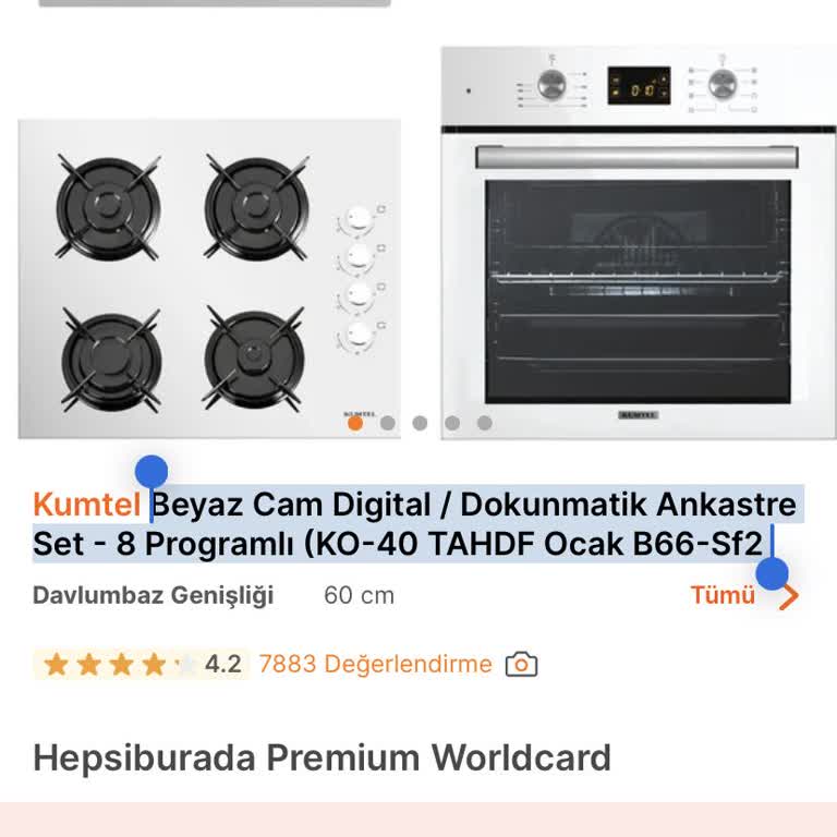 Kumtel Ankastre Fırınımın İç Lamba Ve Düğme Mağduriyeti