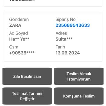 Zara Ürün Teslimat Sorunu