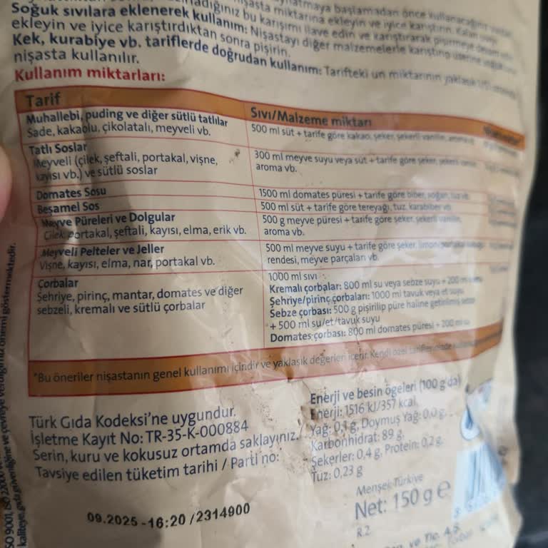 Dr. Oetker Buğday Nişastası Kokuyor