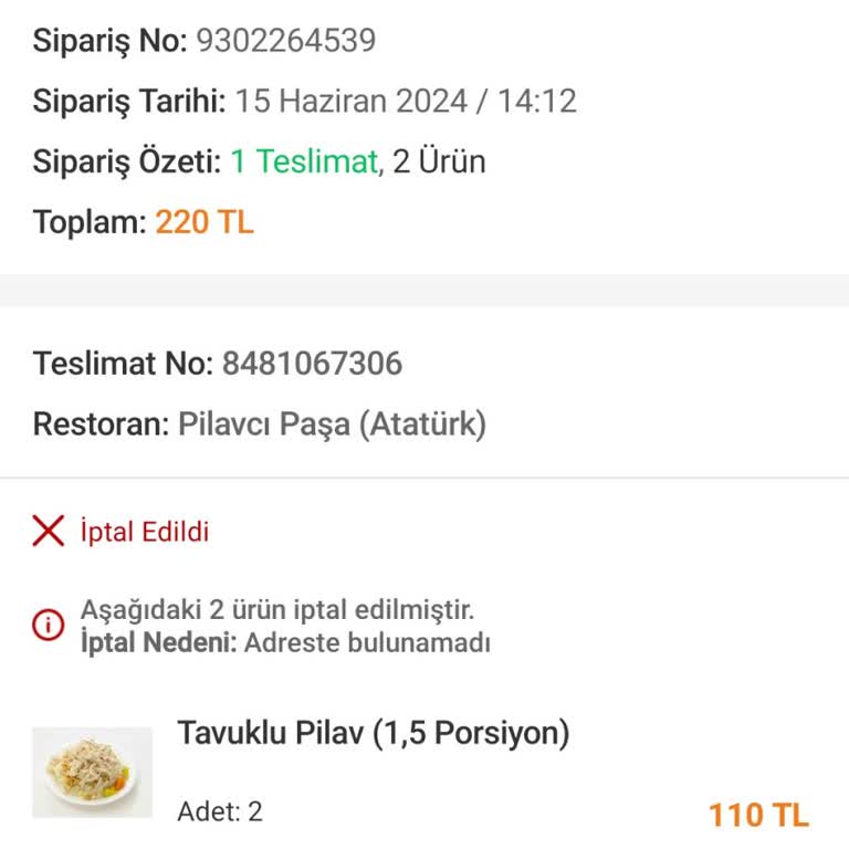 Trendyol Yemek Kurye Eve Gelmeden Sipariş İptali Yapıyor