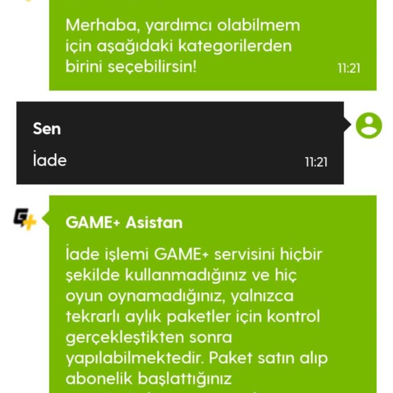 GeForce NOW powered by GAME+ Para İade İstiyorum