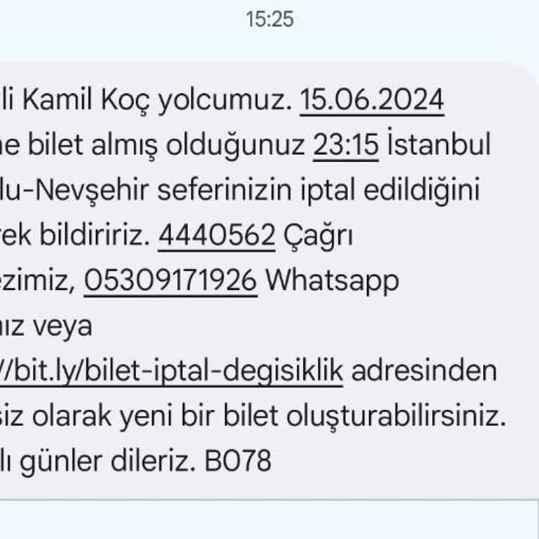 Bayram Öncesi Kamil Koç Seferi İptal Etti