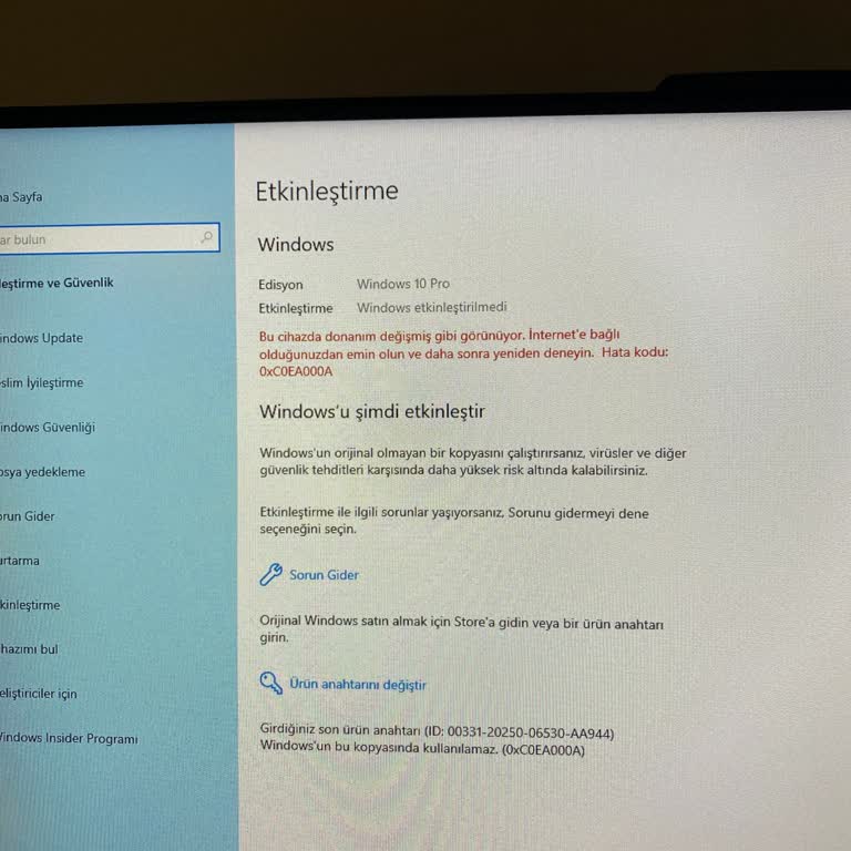 İtopya Bilgisayar Hazır Sistemde Windowsu Etkinleştiremiyorum