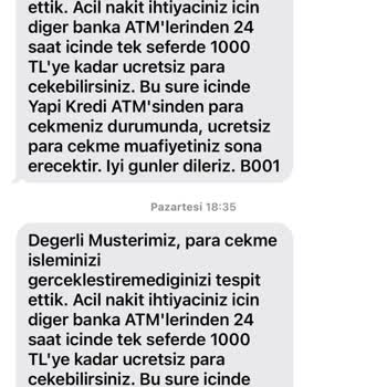 Yapı Kredi Bankası ATM Para Çekme Sorunları Ve Günlük Limit Sıkıntısı