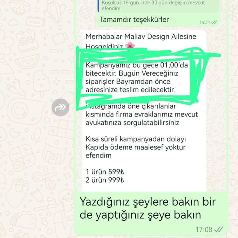 Maliav Butik - Design Ödeme Sonrası İletişim Sorunu Ve Mağduriyet