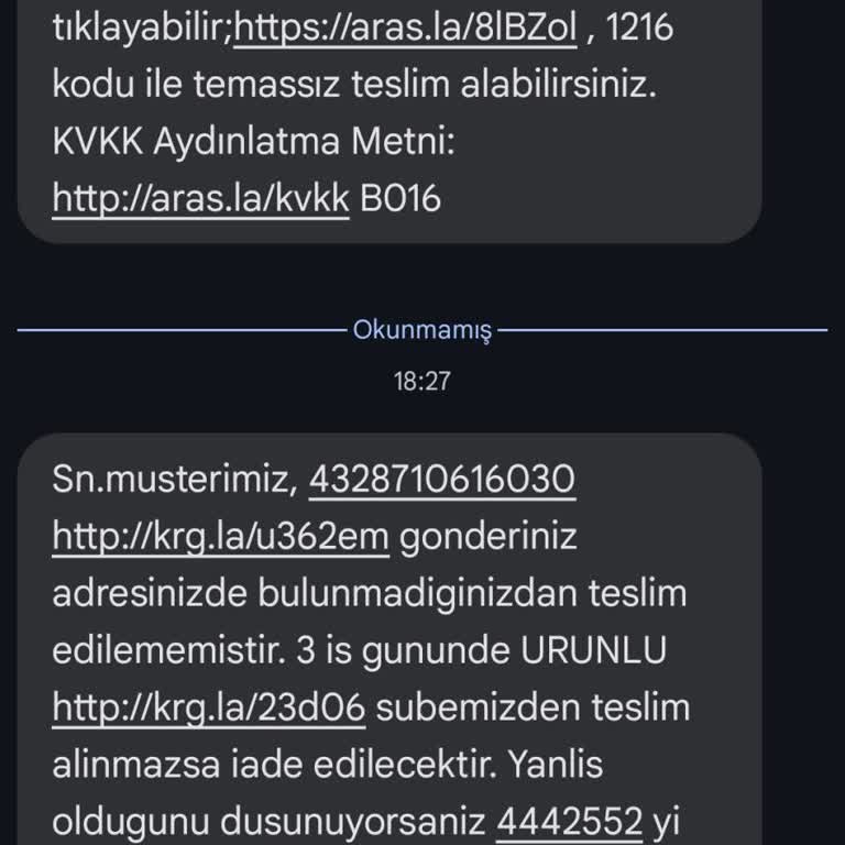Aras Kargo Kargo Teslimatında Yaşanan Sorun Ve Yanıltıcı Bilgilendirme
