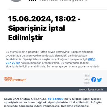 Migros Sanal Market Keyfi İptal