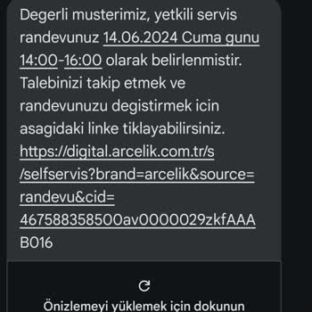 Arçelik Teknik Servisin Randevuya Gelmemesi