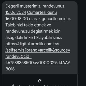 Arçelik Teknik Servisin Randevuya Gelmemesi