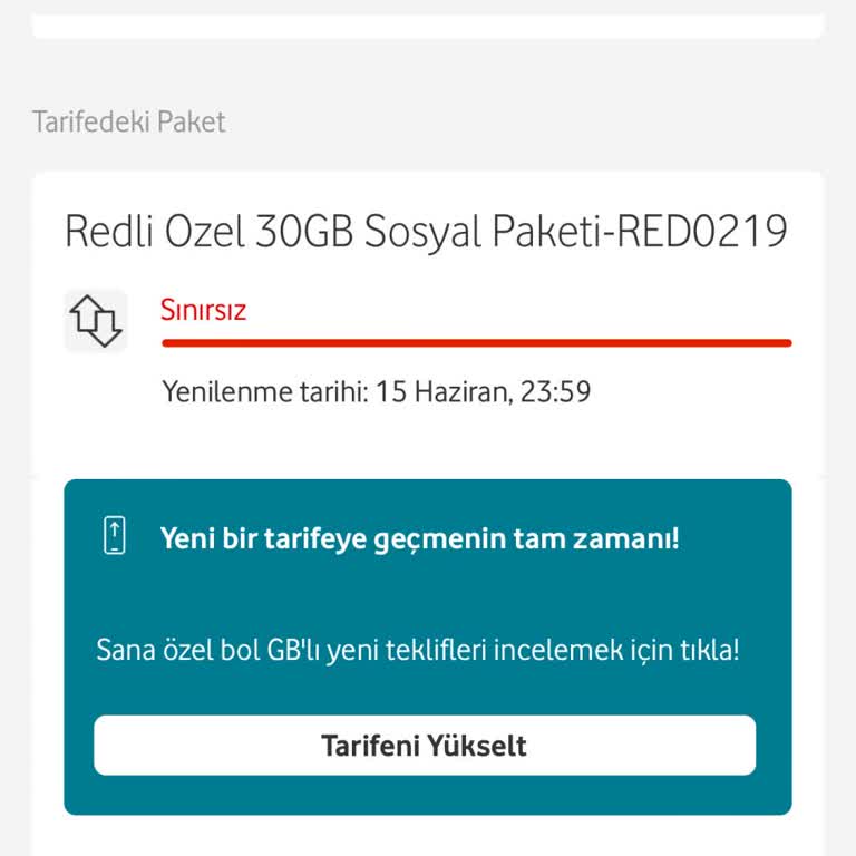 Vodafone Red 30 GB Sosyal Paket