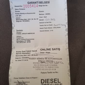 Teknosa Kuzey Saat İs Birliğiyle Aldığımız Saat Sahte