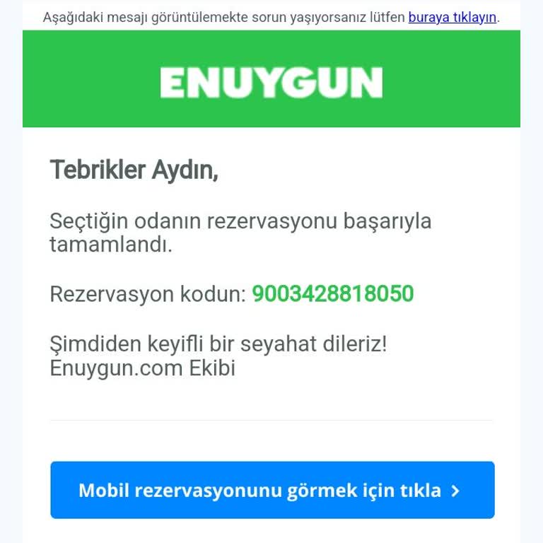 Enuygun.com Otel Rezervasyonu Otelde Gözükmüyor