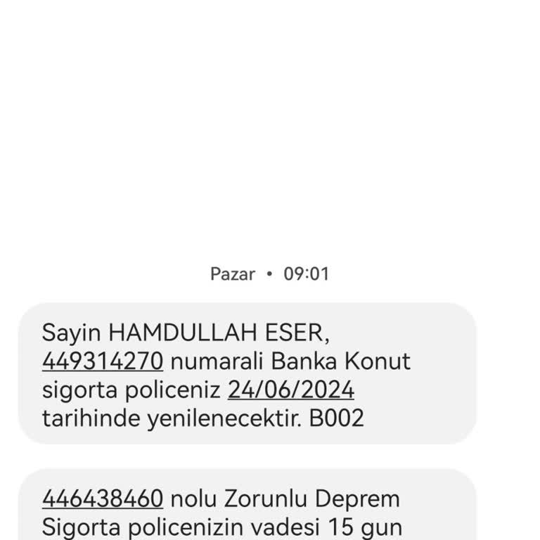 Türkiye Sigorta Ziraat Bankası Konut Sigortası Yenilemesini İstemiyorum