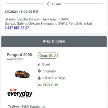 HDY Everyday Rent A Car Keyfi İşlem Yüzünden Mağdur Edildim
