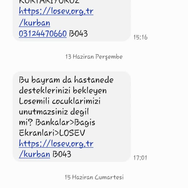 LÖSEV'den Gelen SMS Leri İptal Edemiyorum.