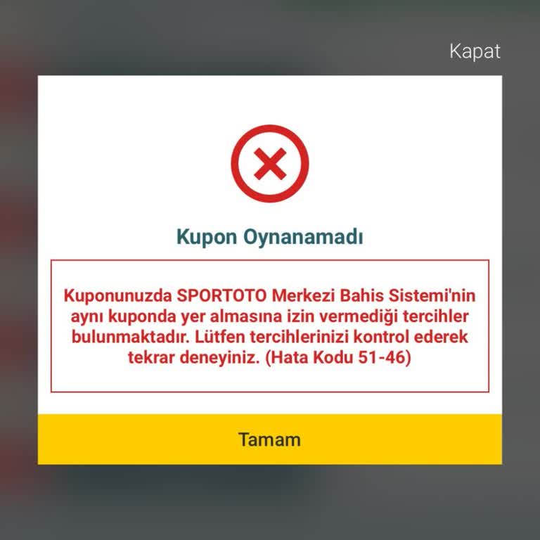 Nesine 51-46 Hata Kodu