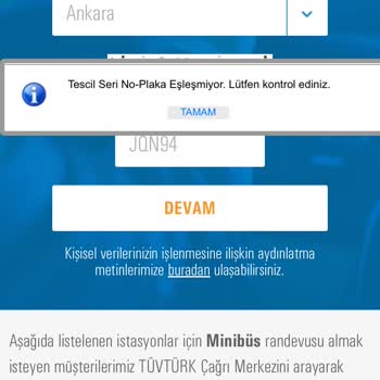 Belge Seri No-plaka Uyuşmaması Tüvtürk