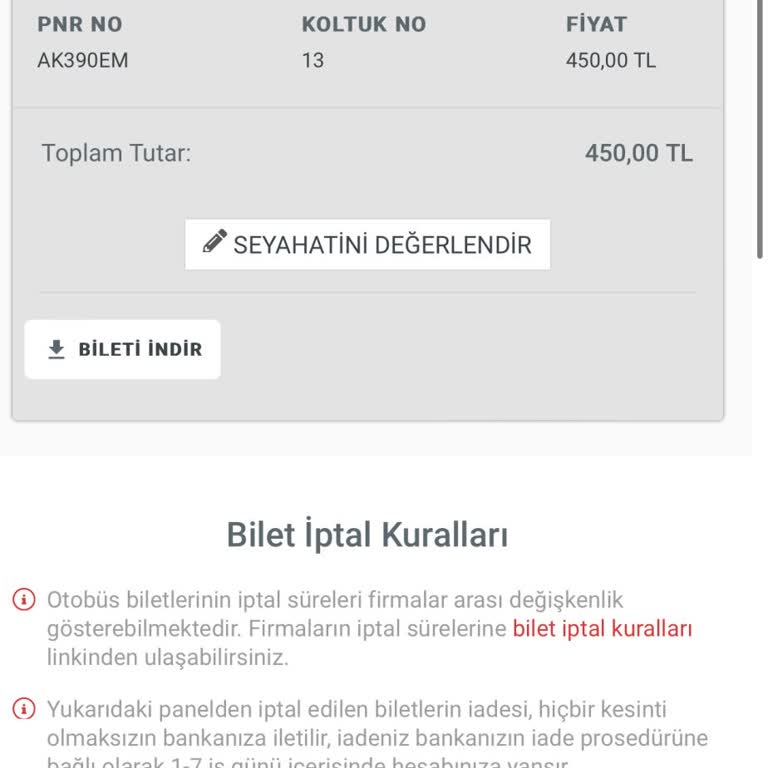 Pegasus Uçak Biletini Ertelediği İçin Otobüs Biletim İptal