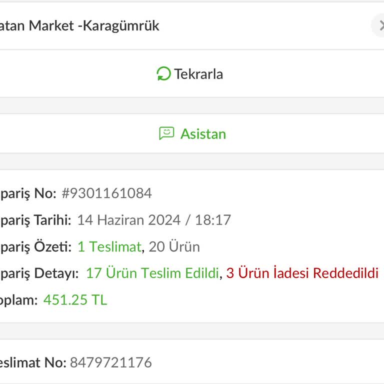 Trendyol Hızlı Market Gelmeyen Ürünün Parasını İade Etmedi