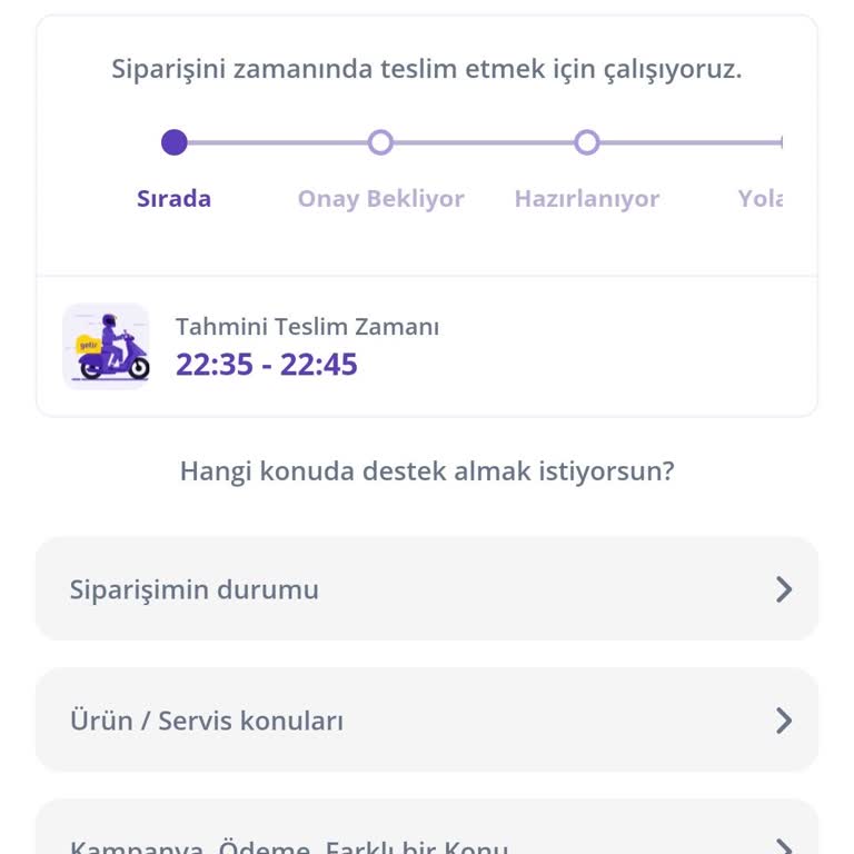 Getir Canlı Destek Yetersizliği