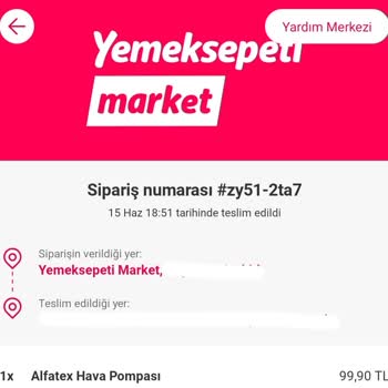 Yemek Sepeti Market Siparişim