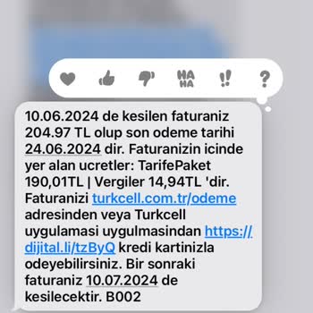 Türk Telekom 3 Günlük Telefon Faturası 204 TL