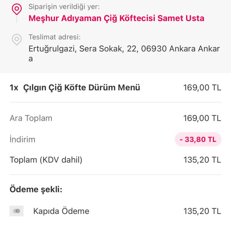 Meşhur Adıyaman Çiğköftecisi Samet Usta Adıyaman Çiğköfte İşletmesi Şikayet