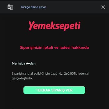 Yemeksepeti Acil Cevap Lütfen