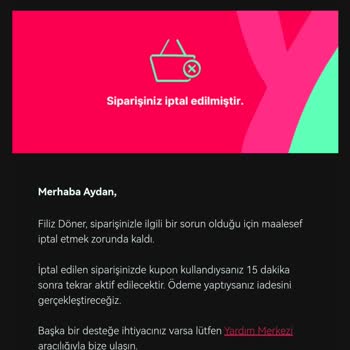 Yemeksepeti Acil Cevap Lütfen