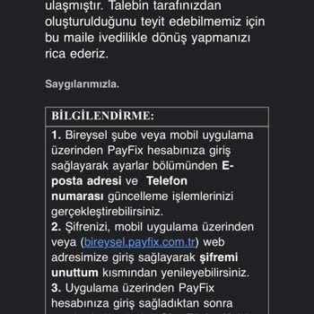 Payfix Bana Ait Olmayan Hesap