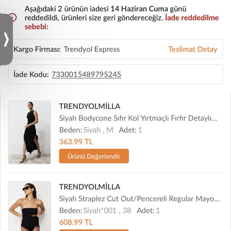 Trendyol İade Ürünlerim Kayıp