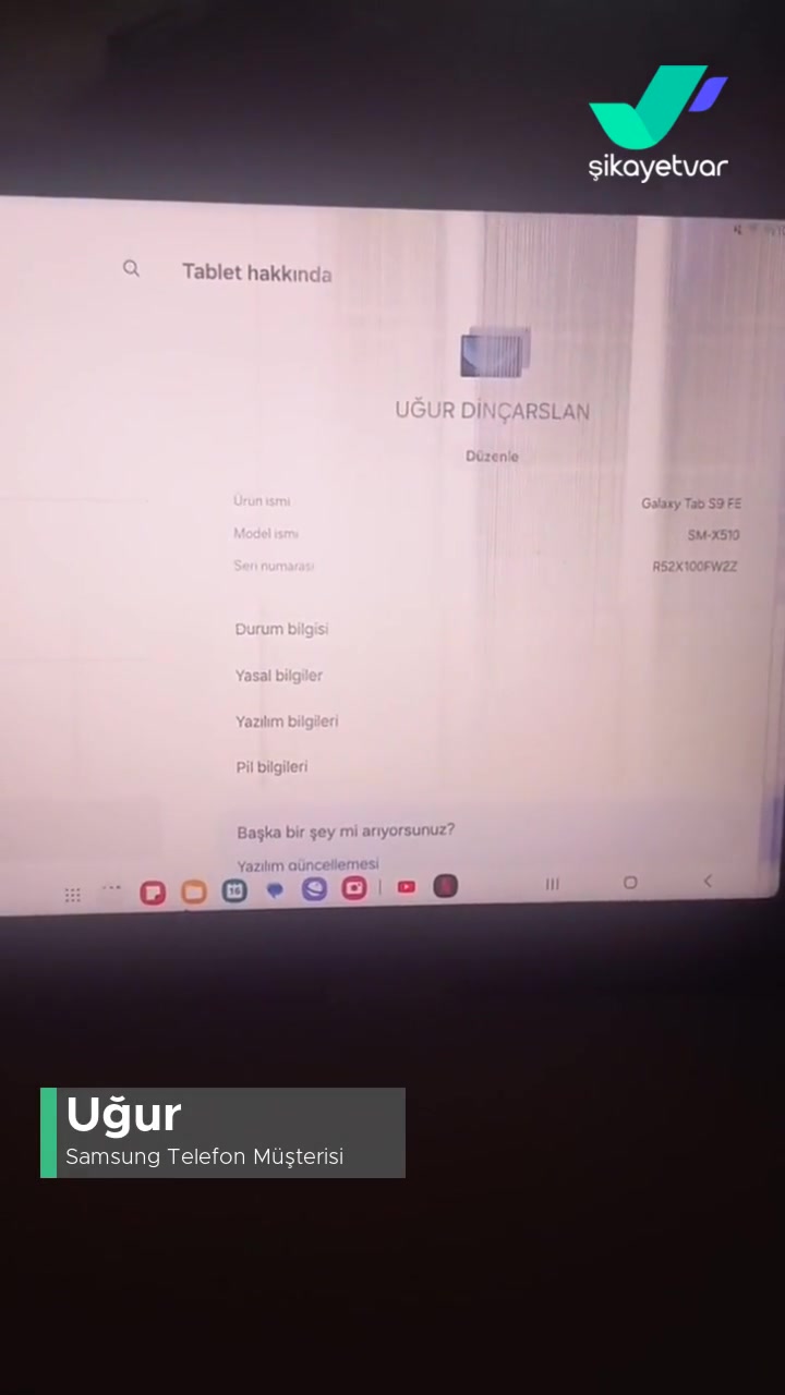 Samsung TAB S9 Fe Ekran Bozulması videonun kapak resmi