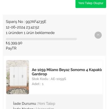 Kamer Mobilya İade Talebime Rağmen Ürünü Kargolamış