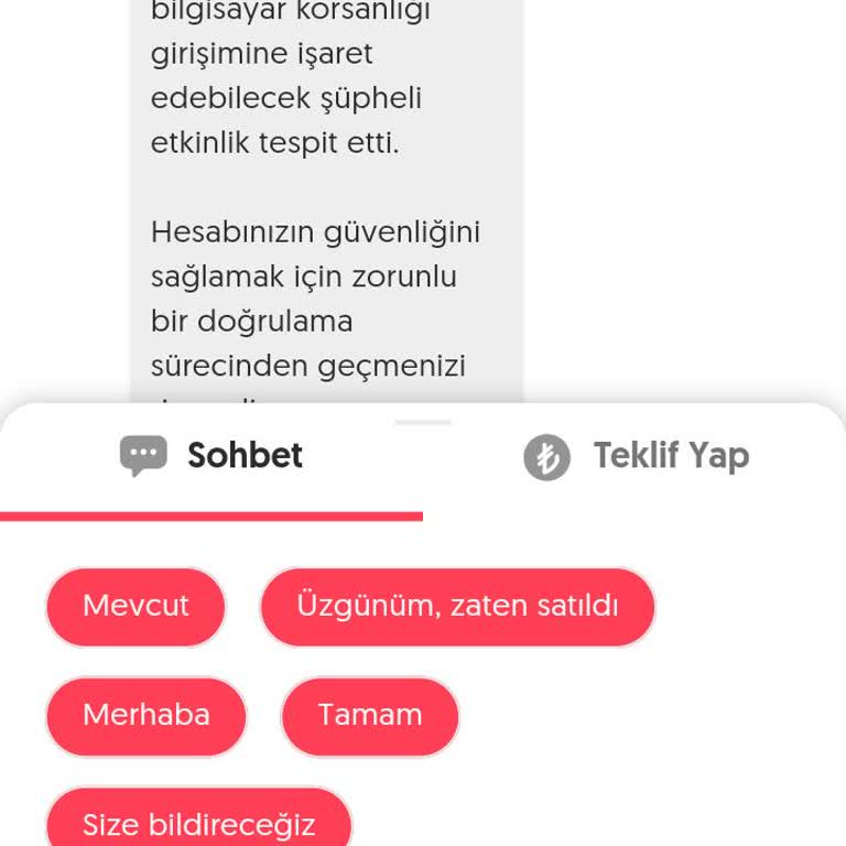 Letgo Tarafından Gelen Mesajla İlgili