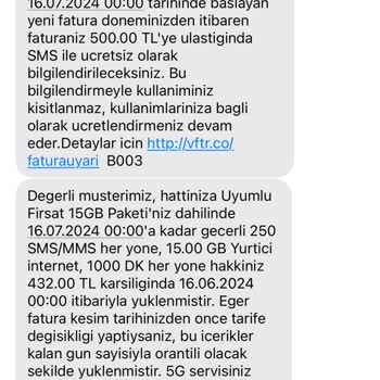 Vodafone Onay Almadan Paket Fiyatını Yükseltiyor.