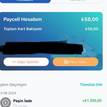 Paycell Peşin İadeyi Bakiyeye Yansıtmıyor