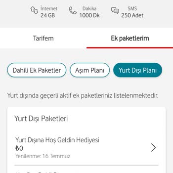 Vodafone Geçtiğim Tarifede Benden Onaysız Ek Paket Tanımladı.