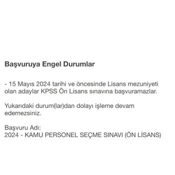 ÖSYM KPSS Ön Lisans Sınav Başvurusu Yapamıyorum