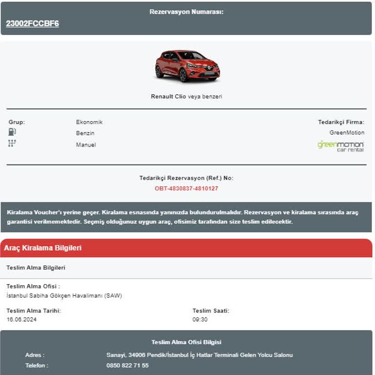 Greenmotion Car Rental Greenmotion Araç Kiralama Firmasından İşlem Yapmayın Yanarsınız.!