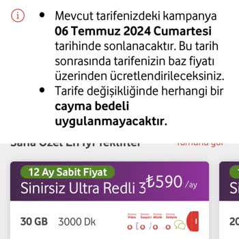 Vodafone Red'li Özel 30 GB Fahiş Fiyat Arttırımı 4 Red Hattım Varken