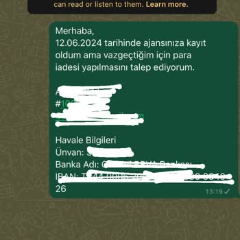 Erberk Ajans Para İadesi Etmiyor