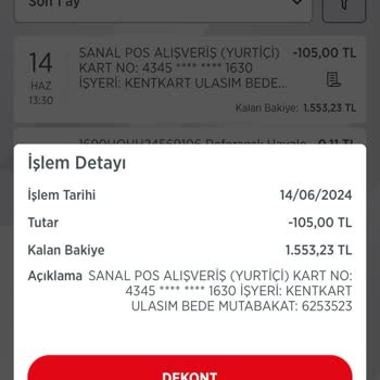 Kent Kart Online Yükleme Para İadesi Sorunu