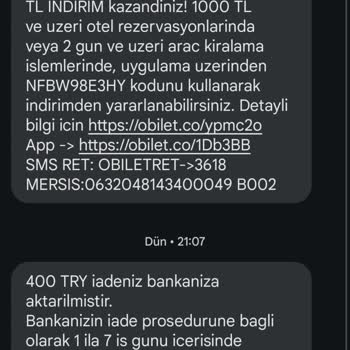 Obilet Ak Turizm Adlı Firmanın Biletimi Habersiz İptal Etmesi