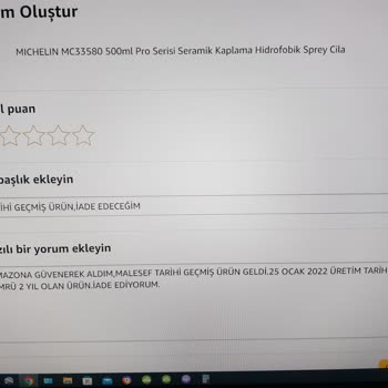 Amazon Satıyor, Michelin Oto Seramik Boya Kaplama, Bayat Ürün, Tortulu