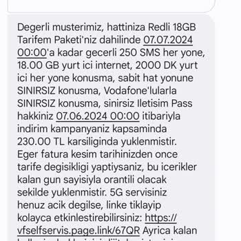 Tarife Onayı Sonrası Faturasız Hatta Geçiş Yapan Vodafone